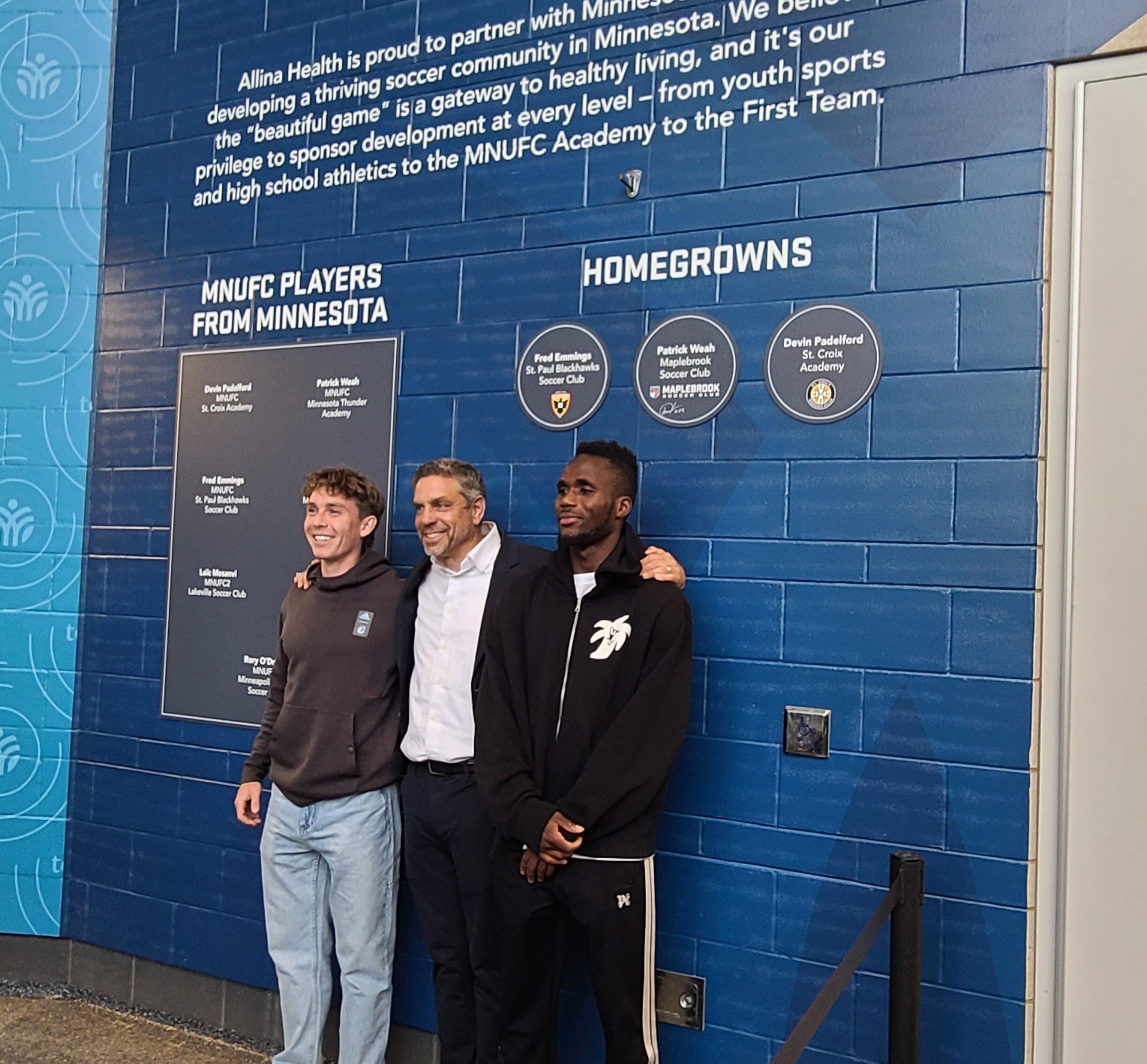 Top: Minnesota Soccer Spotlight / Allina Health and logo, Middle: Allina Health is proud to partner with Minnesota United in developing a thriving soccer community in Minnesota. We believe the 